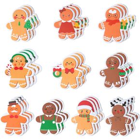 30Pcs Christmas Gingerbread Man Sticky Notes - Xmas Self Sticky Notepads, Winter Holiday Note Pads, Removable Writing Memo Pads, Office School Supplies, Christmas Gift, Birthday Party Favors