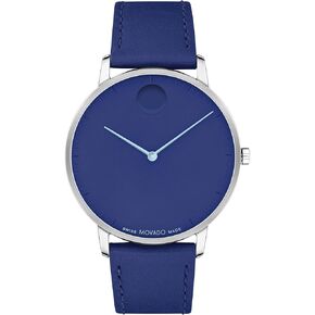 Movado Face Men's Watch - Swiss Quartz Movement, Leather Strap - 3 ATM Water Resistance - Luxury Fashion Timepiece for Him - 41mm