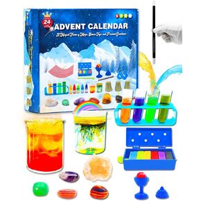 Christmas Vacation Advent Calendar 2024 for Kids Ages 6+, 24-Day Countdown Christmas Gifts for Kids with 12 Magic Tricks, 6 Science Experiments, 6 Gemstones, Fun Educational