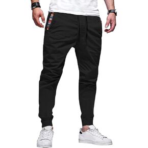 HOTake Mens Joggers Pants Elastic Waistband Khaki Pants Mens Drawstring Jogger with Signature Pockets