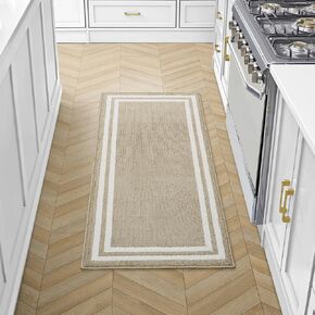 Laura Ashley All Loop Tufted 26" x 45"/26"x60" Washable Skid-Resistant Runner Rug 2-Piece Set - Linen/Ivory Austell Two-Tone