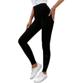SweatyRocks Women's Heart Printed Leggings High Waisted Skinny Workout Yoga Pants