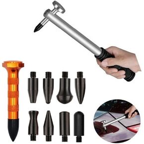 G&S GS 10pcs Car Body Paintless Dent Removal Tools Aluminum Dent Hammer with Knock Down Head Tap Down Tools Set Dent Repair Kit