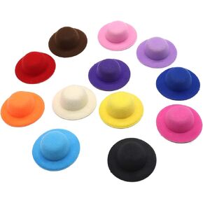 LEKAI 12PCS Mini Felt Top Hats Miniature Doll Hats Handmade Small Hats，5.8cm/2.28inch (Black 12)