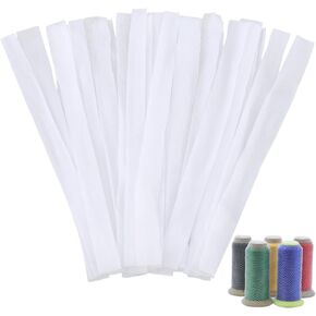 GORGECRAFT 100Pcs Sewing Thread Net Cosmetic Brush Protective Nets Mesh Spool Saver Huggers for Different Sizes of Sewing Quilting Winding Embroidery Machines White 9.84x0.79inch