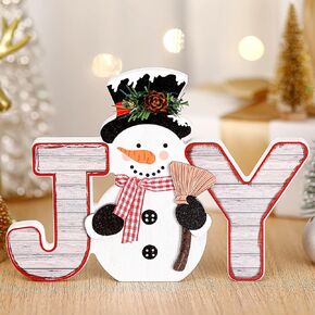 Yousoontic Snowman Christmas Decorations Indoor Wooden Snowman Block Christmas Farmhouse Joy Sign Winter Tiered Tray Decor Xmas Table Decorations Centerpiece for Home Mantel Shelf, Holiday Party Decor