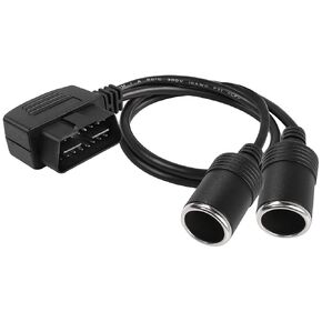 XMSJSIY OBD2 to Cigarette Lighter Female Connecter OBD Male to Dual Female Cigarette Lighter Socket Vechile Car Power Cable 1 to 2 for OBD2 Equipment Car Accessories-12CM/4.7INCH