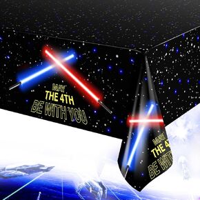 FZR Legend Space Tablecloth, Extra-Large 108" x 54" Disposable Galaxy Plastic Table Covers, Ideal for Star Wars Birthday Party Supplies Decoration (1 pcs)