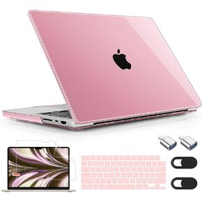 Mektron for M4 MacBook Pro 14-inch Case 2024 A3112 A3401 A3185 Compatible with 2023 M3 A2918 A2992 M2 A2779 2021 M1 A2442 Pro/Max Cover for Mac Pro 14" with Retina XDR Display, A-Gypsophila Pink