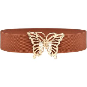 YOU&M Women's Butterfly Buckle Elastic Waist Belt Stretch Corset for Cute Elegant Sweet Dress Belt Plus Size