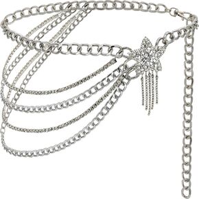 Multilayer Chain Belt for Women Rhinestone Chain Belts Punk Waist Chain