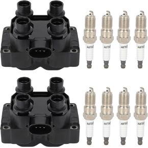 ECCPP FD487 2 ignition coils with 8 iridium Spark Plugs for ford 1999 Expedition 1996-1997 Crown Victoria 1998 2000 4.6L 5.0L V8 DG461 E8TF12029AA E8TZ12029A