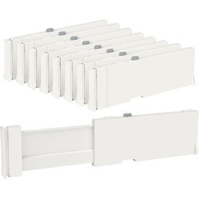 Vtopmart Drawer Dividers for Clothes 8 Pack, Adjustable 4" High Expandable from 11.6"-17" Dresser Drawer Organizer, Plastic Drawers Separators for Dresser, Baby Clothes, Kitchen and Office Storage