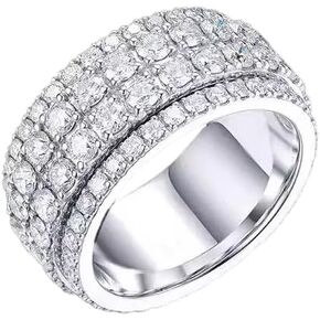 ENDLESSNESS & ETERNITY Cluster Wedding Band 14K White Gold Plated Half Eternity Stacking Statement Hiphop Cocktail Ring
