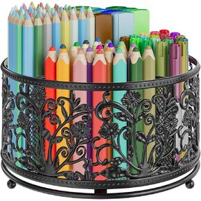 EKNITEY Pencil Holder for Desk - Cute Rotating Pen Organizer Caddy Desktop Storage Stationery Supplies for Office Home Classroom School