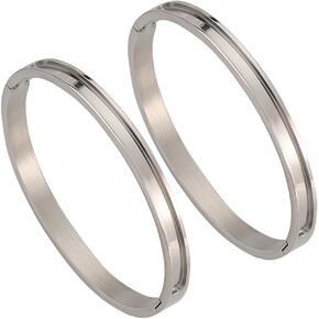 SUNNYCLUE 1 Box 2Pcs Bracelet Blanks Stainless Steel Hinged Bracelets Blank 51x61mm Empty Cuff Bangle Grooved Inlay Bracelet Base for Jewelry Making Kits DIY Inlaied Gemstone Leather Inlay Bangles