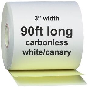 3 x 90' 2-Ply White/Canary Carbonless Kitchen Paper 50 Rolls