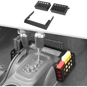 Metal Shifter Tray for JK, Upgraded 3PCS Gear Shift Console Side Organizer Box Interior Storage Accessories Fit for Jeep Wrangler JK JKU 2011-2018, Molle Style