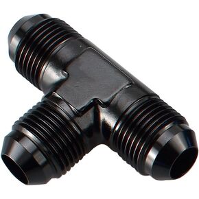Aluminum -4 AN Male Thread Flare Tee Union T Fuel Hose Fitting Adapter Black Anodized (AN4 to 2x -4AN Male Flare)