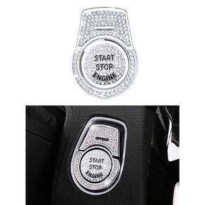 1797 Compatible Ignition Engine Start Stop Button Ring Caps for BMW Accessories Bling Parts Covers Sticker Push Auto Off Interior Decorations 3 5 7 Series X1 X3 X5 X6 Women Men Crystal Silver 3 Pack