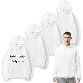 4 Pcs Sublimation Hoodies Blank 100 Polyester Hoodies for Sublimation Sweatshirt Blank Plain White Hoodie for Men
