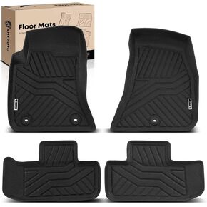 YHTAUTO Floor Mats Fit 2008-2010 Dodge Challenger, TPE All Weather Car Mats Waterproof Anti-Slip Odorless Floor Liner, Interior Car Accessories Front & 2nd Row Liner