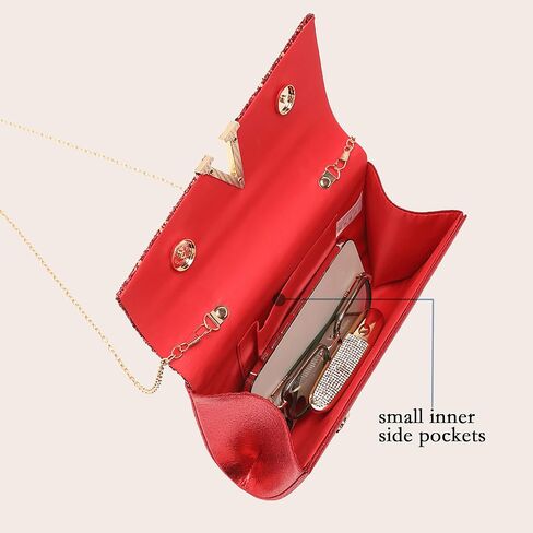 Glitter Evening Clutch Purse for Women Sparkly Shiny Handbag Ladies Wedding Prom Purse with Detachable Chain 4 Pieces Rhinestone Jewelry Set in Saudi Arabia