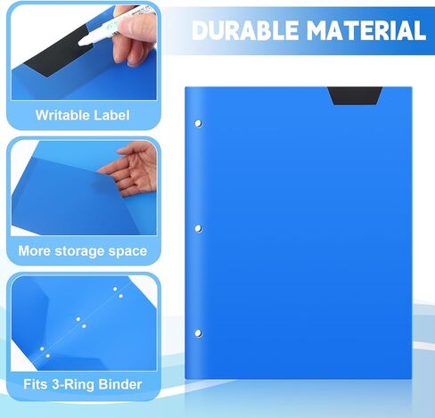 PerKoop 36 مجلدًا أزرقًا مجمعًا مع 3 فتحات تناسب 3 حلقات، مجلد جيبين من البلاستيك المغطى باللون الأسود، مجلدات الواجبات المنزلية، مجلدات المدرسة، خذ المجلدات المنزلية للطلاب للعودة إلى اللوازم المدرسية in Kuwait