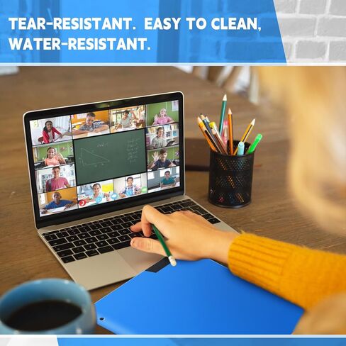 PerKoop 36 مجلدًا أزرقًا مجمعًا مع 3 فتحات تناسب 3 حلقات، مجلد جيبين من البلاستيك المغطى باللون الأسود، مجلدات الواجبات المنزلية، مجلدات المدرسة، خذ المجلدات المنزلية للطلاب للعودة إلى اللوازم المدرسية in Kuwait