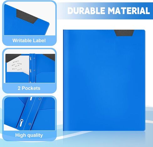 36 قطعة من المجلدات البلاستيكية من PerKoop مع علامات تبويب ومشابك شوكية، مجلدين للجيب، مجلدات شديدة التحمل مع مجلدات شوكية ملونة بحجم حرف قابل للكتابة للمكتب (أزرق) in Kuwait