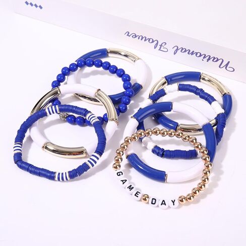 سوار يوم اللعبة لكرة القدم فريق الروح مجموعة أساور قابلة للتمدد من الخيزران الأكريليك أنبوب الإسورة سوار الكلية والمدرسة كرة القدم الرياضية مجوهرات إكسسوارات هدية in Kuwait