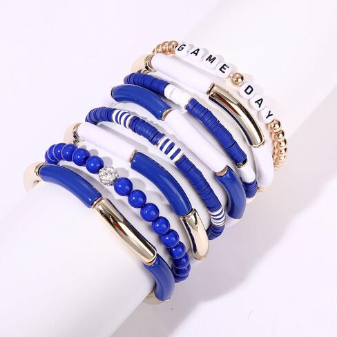 سوار يوم اللعبة لكرة القدم فريق الروح مجموعة أساور قابلة للتمدد من الخيزران الأكريليك أنبوب الإسورة سوار الكلية والمدرسة كرة القدم الرياضية مجوهرات إكسسوارات هدية in Kuwait