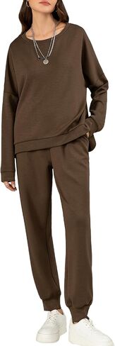 Meetjen Womens 2 Piece Outfits Sweatsuit Lounge Sets Fall 2024 Pullover Sweatshirts Sweatpants with Pockets Tracksuit in Saudi Arabia