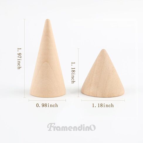 Framendino، 20 حزمة من الخشب الطبيعي المخروط الدائري حامل مجوهرات الإصبع عرض موقف منظم المخاريط DIY بها بنفسك الحرفية 2 الأحجام in Saudi Arabia