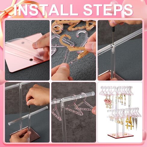Earring Holder Organizer, 2-Tier Acrylic Jewelry Holder Organizer with 24 Coat Hanger Earring Holders, Necklace, Bangle and Bracelet Holder Organizer for Home Vanity and Store Display in Saudi Arabia