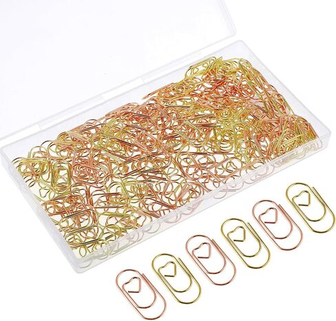 100Pcs Heart Paper Clips,Gold and Rose Gold Paper Clips,Paperclips Small,0.78 Inch Funny Personalized Mini Paper Clip for Office School Home Desk Organizers Gifts Idea in Saudi Arabia