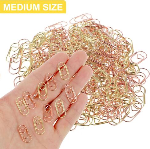 100Pcs Heart Paper Clips,Gold and Rose Gold Paper Clips,Paperclips Small,0.78 Inch Funny Personalized Mini Paper Clip for Office School Home Desk Organizers Gifts Idea in Saudi Arabia