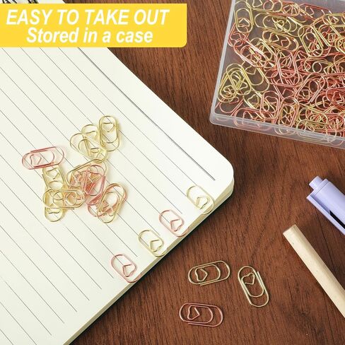 100Pcs Heart Paper Clips,Gold and Rose Gold Paper Clips,Paperclips Small,0.78 Inch Funny Personalized Mini Paper Clip for Office School Home Desk Organizers Gifts Idea in Saudi Arabia