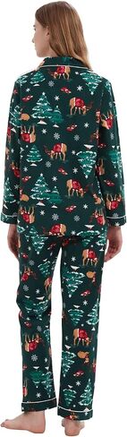 amaxer Women's Flannel Pajama Set 100% Cotton Pajamas For Women Long Sleeve Elastic Drawstring Pjs Button Warm Sleepwear in Saudi Arabia