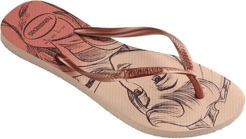 Havaianas Women Slim Princess Flip Flop - Sleeping Beauty Sandals - Ballet Rose/Golden Blush, 6 in Saudi Arabia