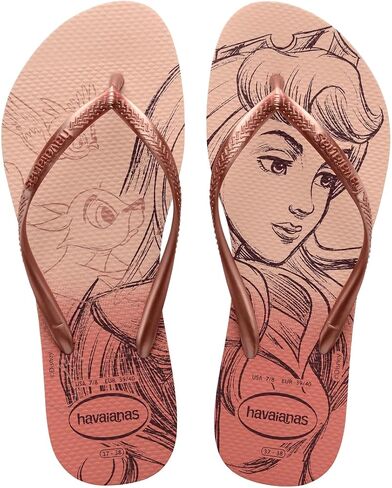 Havaianas Women Slim Princess Flip Flop - Sleeping Beauty Sandals - Ballet Rose/Golden Blush, 6 in Saudi Arabia