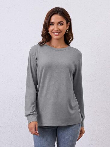 EADINVE Women Crewneck Long Sleeve Tops Fall Basic Long Sleeve T Shirts Casual Loose Fit Tunic Tees 2024 in Kuwait