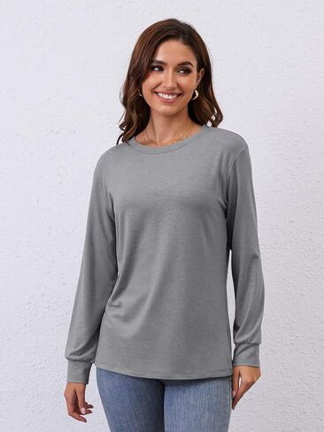 EADINVE Women Crewneck Long Sleeve Tops Fall Basic Long Sleeve T Shirts Casual Loose Fit Tunic Tees 2024 in Kuwait