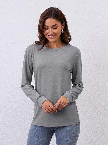 EADINVE Women Crewneck Long Sleeve Tops Fall Basic Long Sleeve T Shirts Casual Loose Fit Tunic Tees 2024 in Kuwait