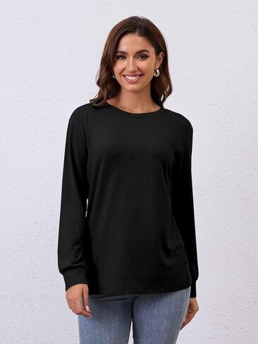 EADINVE Women Crewneck Long Sleeve Tops Fall Basic Long Sleeve T Shirts Casual Loose Fit Tunic Tees 2024 in Kuwait