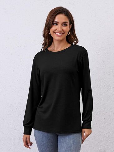 EADINVE Women Crewneck Long Sleeve Tops Fall Basic Long Sleeve T Shirts Casual Loose Fit Tunic Tees 2024 in Kuwait