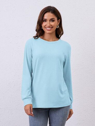 EADINVE Women Crewneck Long Sleeve Tops Fall Basic Long Sleeve T Shirts Casual Loose Fit Tunic Tees 2024 in Kuwait