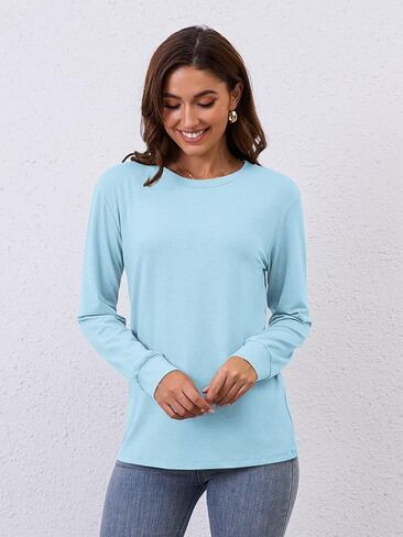 EADINVE Women Crewneck Long Sleeve Tops Fall Basic Long Sleeve T Shirts Casual Loose Fit Tunic Tees 2024 in Kuwait