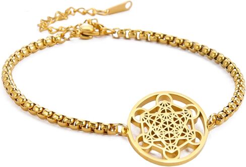Metatron's Cube Bracelet for Men Women Archangels King Solomon Seal Coin Link Bracelet Stainless Steel Geometry Hollow Out Chains for Men Amulet Jewelry in Saudi Arabia