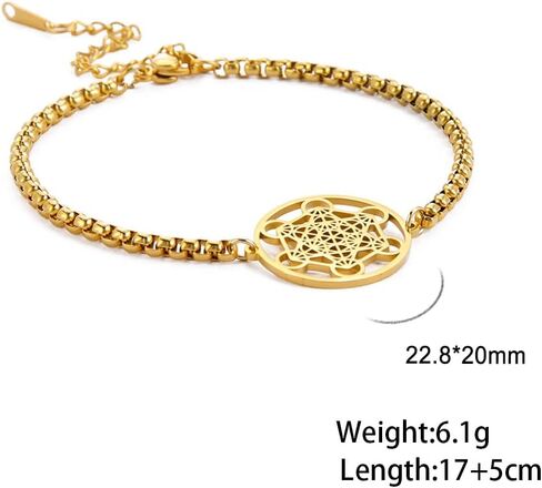 Metatron's Cube Bracelet for Men Women Archangels King Solomon Seal Coin Link Bracelet Stainless Steel Geometry Hollow Out Chains for Men Amulet Jewelry in Saudi Arabia